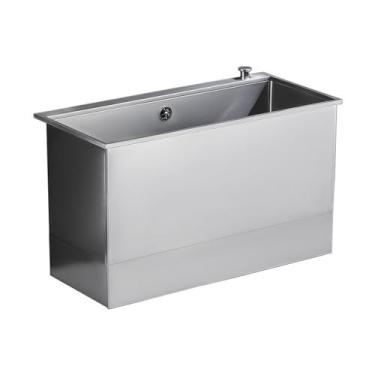 Imagem de Bacia de serviço de esfregão de aço inoxidável, balde de esfregão de banheira utilitária, pia de lavanderia, pia de aço inoxidável para aprofundamento de grande capacidade, pia de esfregão de piso