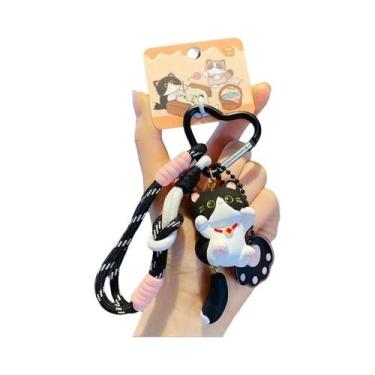 Imagem de Chaveiro De Gato De Desenho Animado Fofo, Pingente De Resina Para Meni