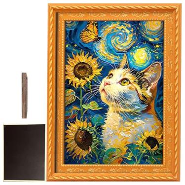 Imagem de Ímãs De Gato Para Geladeira - Sinal Adesivo Com Gato Em Estilo Pintura A Óleo,Ímãs Decorativos Com Moldura De,Para Cozinha Sala Brinquedoteca Escola Local De Trabalho Armário