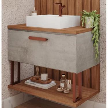 Imagem de Gabinete Suspenso Com Cuba 60Cm Mari Espresso Móveis Cimento