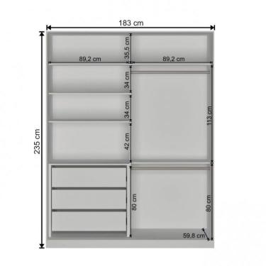 Imagem de Guarda Roupa Solteiro 2 Portas 3 Gavetas Rc 2003 Nova Mobile Branco
