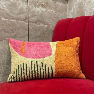 Imagem de Capas de almofada decorativas 30 x 50 cm – Capas de almofada Boho Farmhouse para sofá e sala de estar – Bordado à mão – Padrão abstrato de algodão e viscose – Fecho de zíper