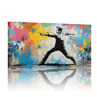 Imagem de Banksy Contemporary Art, Banksy Wall Art, Banksy Canvas, Banksy Boy Canvas Wall Art, Graffiti Wall Art Canvas, Poster - (25x50cm)25.4x50.8 cm sem moldura
