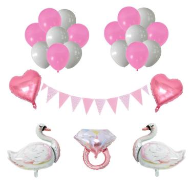 Imagem de Kit de balões White Swan, 21 unidades com folha de látex Triangle Banner