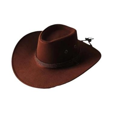 Imagem de Chapéu De Cowboy Vintage De Aba Larga Em Cor Sólida Proteção Solar Par