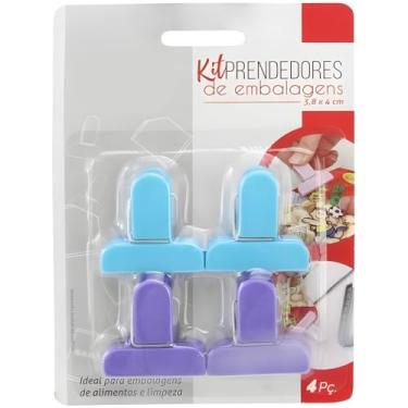 Imagem de Kit Prendedor de Embalagens Reutilizáveis – 4 Unidades com Vedação Eficiente para Alimentos, Organização e Limpeza