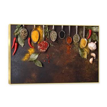 Imagem de NHLDZYH Molduras douradas. Temperos de imagem de cozinha moderna, impressão de arte, imagens para cozinha, decoração de parede de cozinha moderna. C62. 40 x 60 cm