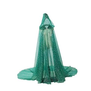 Imagem de Wzmzjy Capa Longa com Capuz para Mulheres, Ideal para O Halloween, Baile de Máscaras E Carnaval, Verde 50cm, Tamanho real