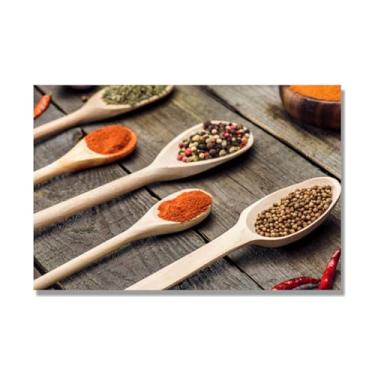 Imagem de NHLDZYH Tela decorativa cozinha, arte vintage especiarias coloridas, arte de parede quadros para sala de estar quarto cozinha. C118. 70 x 105 cm. Apenas tela