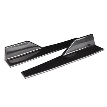 Imagem de HUIOP Par Divisor de Balancim de Saia Lateral Universal, Preto Brilhante 17,7 X 3,3 pol., Kit Decorativo Carroceria Asa Winglet Com Spoiler Aerodinâmico, Material ABS para