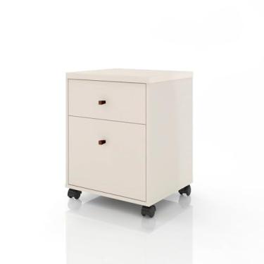 Imagem de Comoda Gaveteiro，Compartimento Organizador com Gavetas，Gaveteiro Balcão para Escritório Multifuncional 2 Gavetas Berlin com Rodizio(Off White/Naturale)