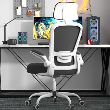 Imagem de Mimoglad Cadeira de escritório, cadeira de mesa confortável – Cadeira ergonômica de computador com encosto alto com suporte lombar ajustável e apoio de cabeça, apoios de braço articulados para tocar