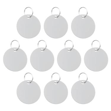 Imagem de Generic Placas de alumínio para estampagem de 3,5 cm, 10 peças de discos redondos de metal com gravação em branco, etiquetas de identificação, etiqueta de identificação com chaveiro, para gravação de