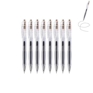 Imagem de GZBABY Caneta de gel de ponta ultrafina, 8 peças, 0,35 mm, caneta esferográfica com aderência macia para escrita, anotações, tinta preta