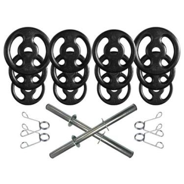 Imagem de Kit com Barras de Halteres e Anilhas de Ferro Fundido - 26 Kg - 2M