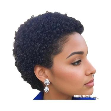 Imagem de Peruca Curta Pixie Afro Cacheada De Cabelo Humano Para Mulheres, Peruc