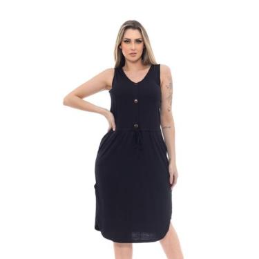 Imagem de Vestido Mid Regata Viscolycra Premium Com Bolso e Botões Tendência - D