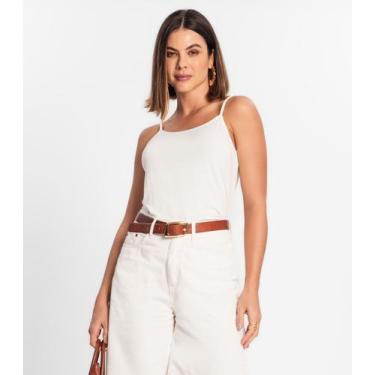 Imagem de Blusa de Alça Feminina Viscotorcion Básica Rovitex Bege, P, Bege