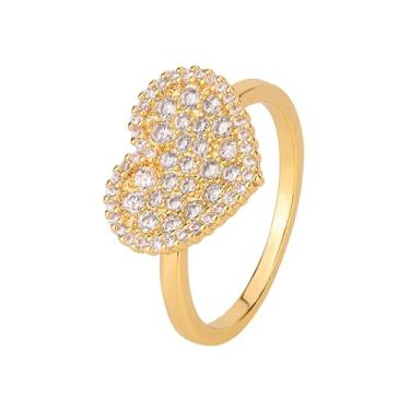 Imagem de Kokoma Anel de coração de zircônia cúbica para mulheres, anel de dedo envoltório de cristal anel de declaração de coração aberto eternidade anel de compromisso ajustável aliança de casamento joia de