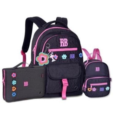 Imagem de Mochila Com Lancheira e Estojo Fichário Kit Moderno Jovem RB-Feminino