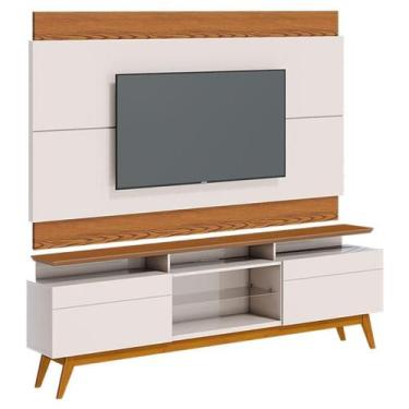 Imagem de Rack Bancada 2 Gavetas com Nicho e Painel para Tv Classic 1.8 Off Whit