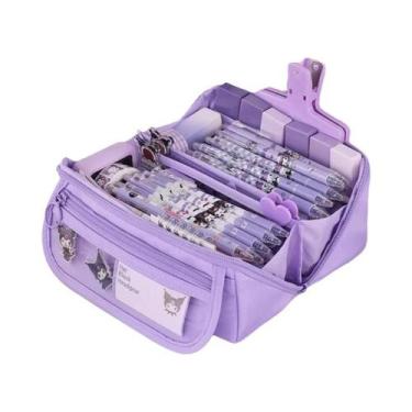 Imagem de Estojo De Lápis Grande Com Zíper, Bolsa De Material Escolar Portátil P