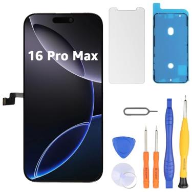 Imagem de LL TRADER Substituição de tela para iPhone 16 Pro max 17.0 cm LCD Retina FHD Display COF Touch Screen Digitalizador com kits de ferramentas de reparo, fita impermeável, protetor de tela