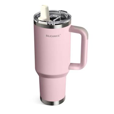 Imagem de SILICANICE Copo isolado de 1,134 g com tampa flip de canudo - 100% à prova de vazamento, aço inoxidável a vácuo de limpeza rápida | Sem BPA, compatível com alça e porta-copos - 24H frio, viagem