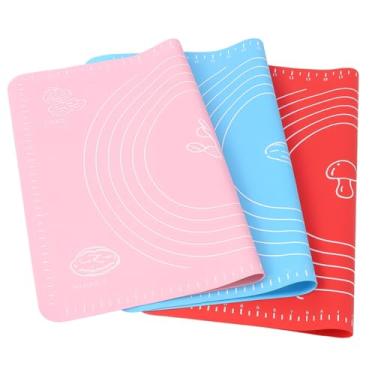 Imagem de Tapete Culinário Silicone 40cm x 50cm Cores Sortidas Para Massa Bolo Pães Biscoitos Antiderrapante Antiaderente Guia Medidas Reutilizável