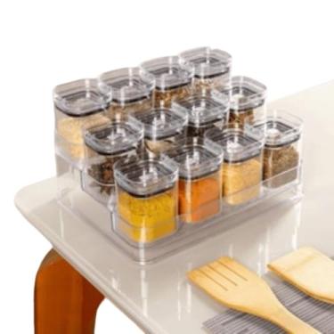 Imagem de Kit Porta Temperos com 12 Potes Herméticos 150ml para Organização de Cozinha, Condimentos e Especiarias