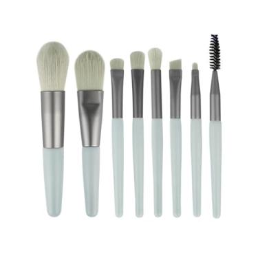 Imagem de 8 pincéis de maquiagem para viagem com bolsa, pincéis de cosméticos portáteis para base de rosto, blush, sombra de olhos