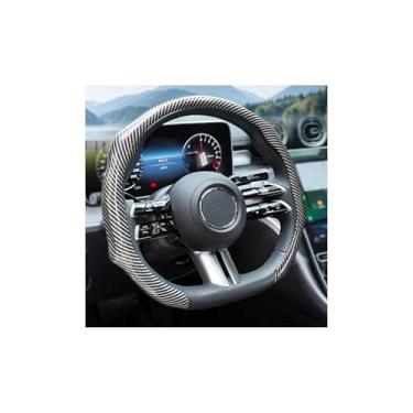 Imagem de Osilly Capa de volante de carro, protetor de volante antiderrapante a laser de fibra de carbono frio de 36,8 a 38 cm, acessórios elegantes de proteção interna automotiva, universal para caminhão van