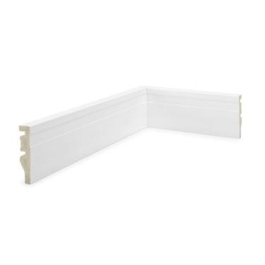 Imagem de Kit 12m Linear Rodapé de Poliestireno 7cm X 1,5cm X 240cm Frisado Nfr Branco