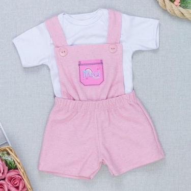 Imagem de Kit Jardineira e Body Bebê Menina Estilo e Conforto - Era Uma Vez, Ros