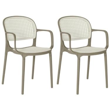 Imagem de Kit 2 Cadeiras de Jantar Roma Prática com Braços para Sala e Cozinha - Branco/cinza Escuro