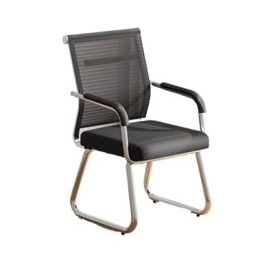 Imagem de KHUTRW3D Cadeira de escritório clássica confortável cadeira de conferência traseira de malha cromada base de metal para escritório em casa cadeira de estudo cadeira de trabalho (preta)