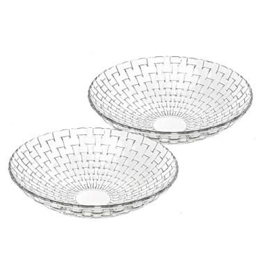 Imagem de LARYVIN Conjunto de 2 tigelas de frutas de vidro transparente para decoração. Pratos de vidro à moda antiga. Tigelas de salada grandes de 25 cm. Adequado para frutas, sobremesas, doces, lanches e