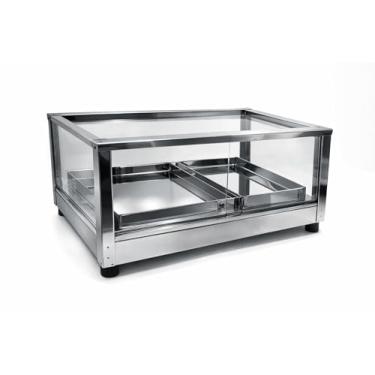Imagem de Estufa Elétrica de Salgados com Vitrine de Vidro, Aço Inoxidável, 36x32x22 cm, 2 Bandejas + 3 Bandejas Extra opcional, 110V/220V, Aquecedora para Salgados (220V, 2 Bandeja)