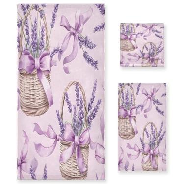 Imagem de xigua Conjunto de toalhas de banheiro lavanda aquarela absorvente macio 3 peças toalha de banho toalha de mão toalhas decorativas para banheiro, academia, hotel, praia, piscina