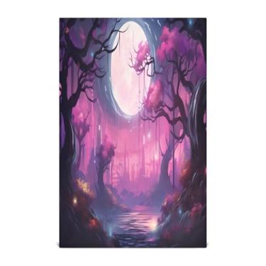 Imagem de Wassud Toalhas de cozinha Mystic Violet Forest Toalhas de prato de cozinha 1 pacote panos de prato macios com laço para pendurar toalha de mão super absorvente de secagem rápida toalhas de chá de mesa