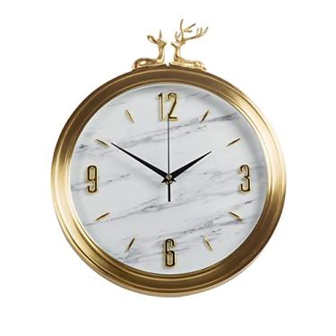 Imagem de KHUTRW3D Relógio de parede de cobre de luxo com luz de cozinha, estilo europeu, decoração de arte de parede, decoração silenciosa, relógio