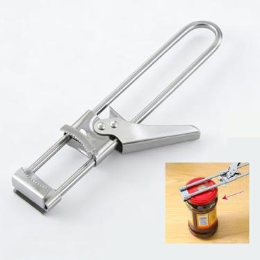Imagem de Abridor de pote ajustável para mãos fracas, abridor de lata e garrafa de aço inoxidável, garra de tampa multifuncional para idosos com artrite
