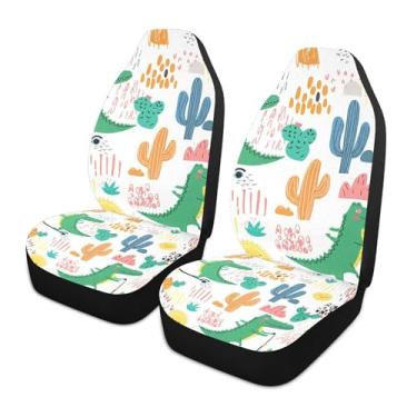 Imagem de xigua Capas de assento dianteiras universais de crocodilos divertidos, pacote com 2, capas protetoras de assento de carro respiráveis para decoração de interiores automotivos, SUV, carros e caminhões