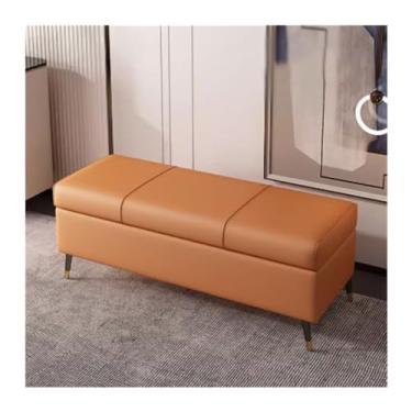 Imagem de Banqueta de sapato otomano para quarto para uso doméstico, porta de armazenamento, entrada de sapatos, sofá de cabeceira longo, pode ser banco no final da cama (laranja, 90 cm)