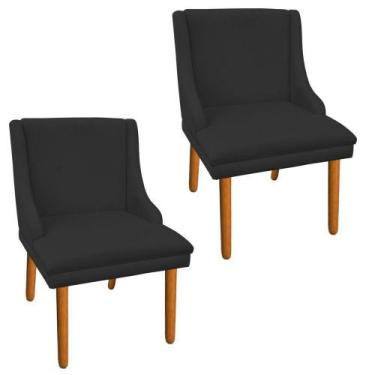 Imagem de Kit 02 Cadeira Poltrona Decorativa Liz Suede Preto - D'Rossi