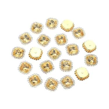Imagem de Strass Quadrados Coloridos 20 Peças Com Base De Garra, Botões Para Art