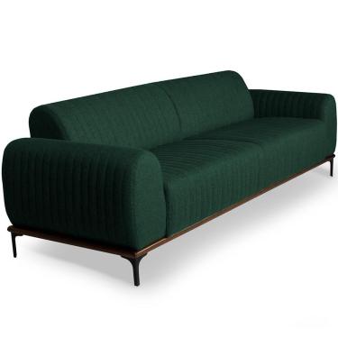 Imagem de Sofá 3 Lugares Para Sala de Estar Molino 210 cm D02 Linho Verde Musgo C-117 - Lyam Decor