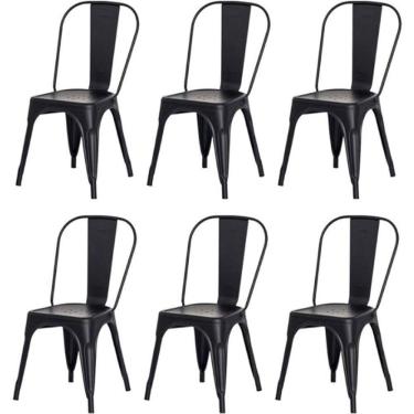 Imagem de Kit com 6 Cadeiras Tolix Iron – Design Industrial Reforçado, Empilháveis, Cor Preto