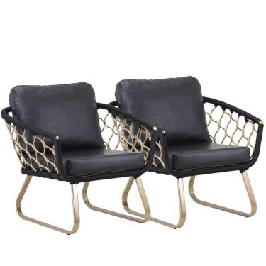 Imagem de 2 Poltronas Milão da Náutica Trama Original Alumínio , Externa Preto Acapulco