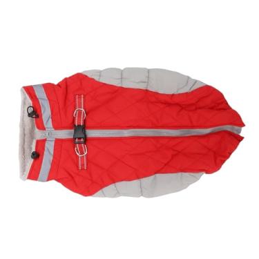 Imagem de Jiawu Casaco de Inverno para Cachorro Com Tira Reflexiva, Roupa de Neve à Prova de para Clima Frio, Jaqueta de lã para Cachorro Com Zíper para Atividades Ao Ar Livre (L)